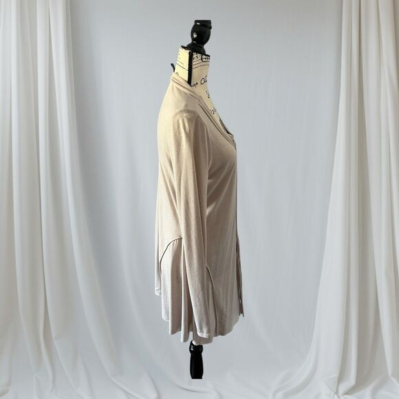 Chelsea and Theodore Women's Medium Taupe Brown Long Sleeve Top Shirt Tunic - Picture 2 of 6